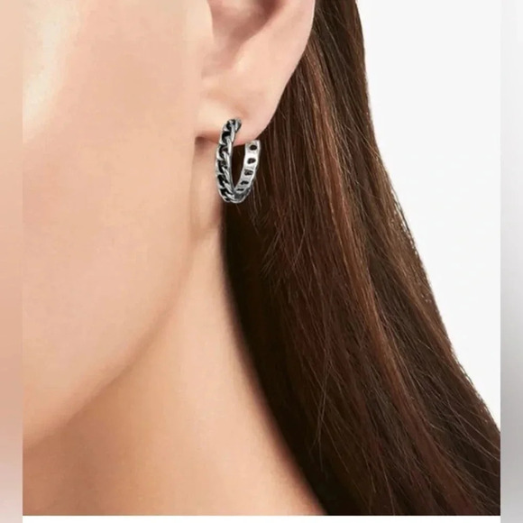 Silver Knotted Hoop Earrings - Picture 1 of 1